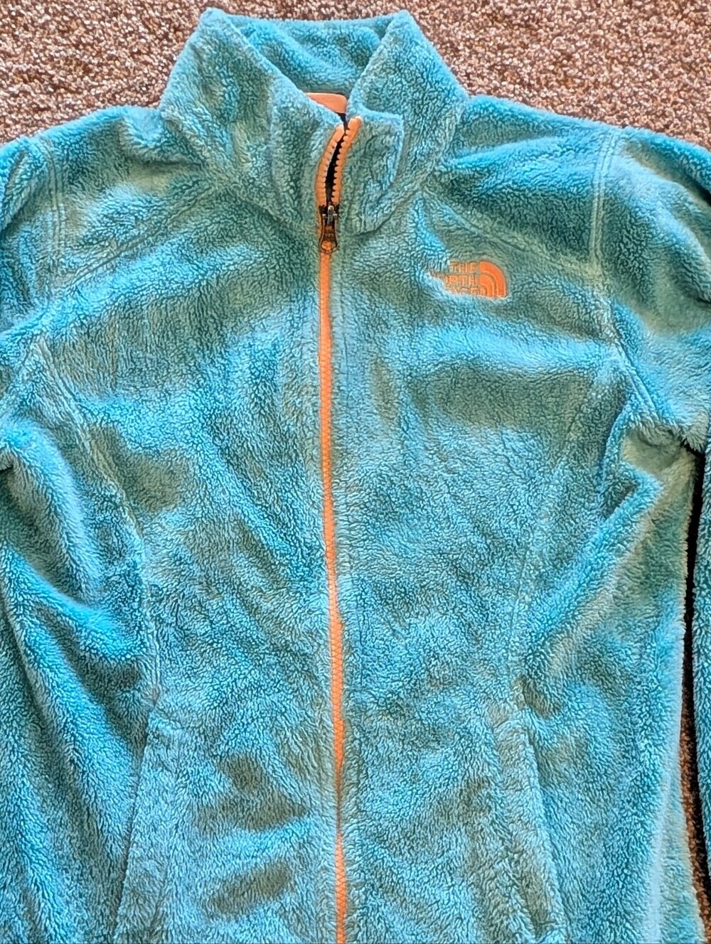 The North Face Girls' Light Blue/Orange Trim Fleece Jacket